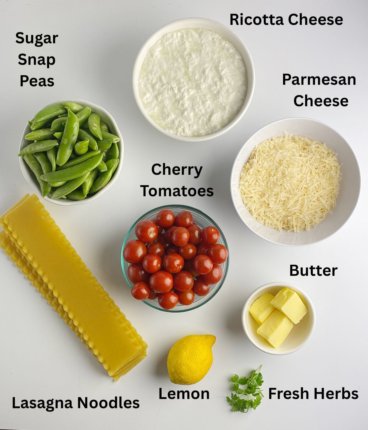 Lasagna Primavera ingredients.