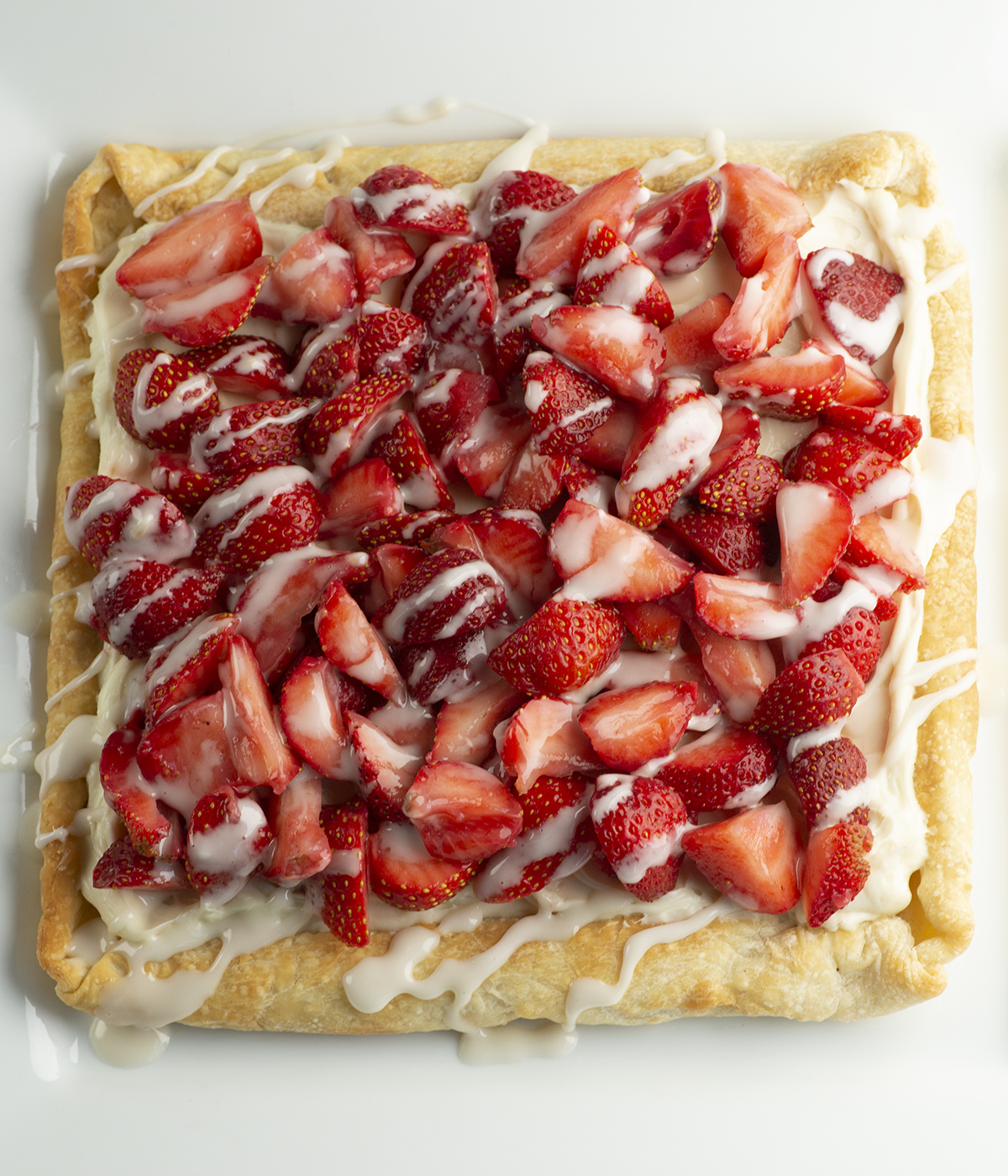 Glazed strawberry slab pie.