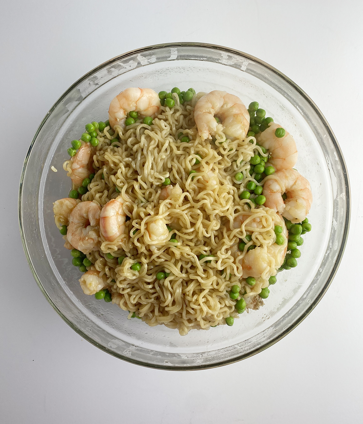 Sesame shrimp ramen in a bowl.