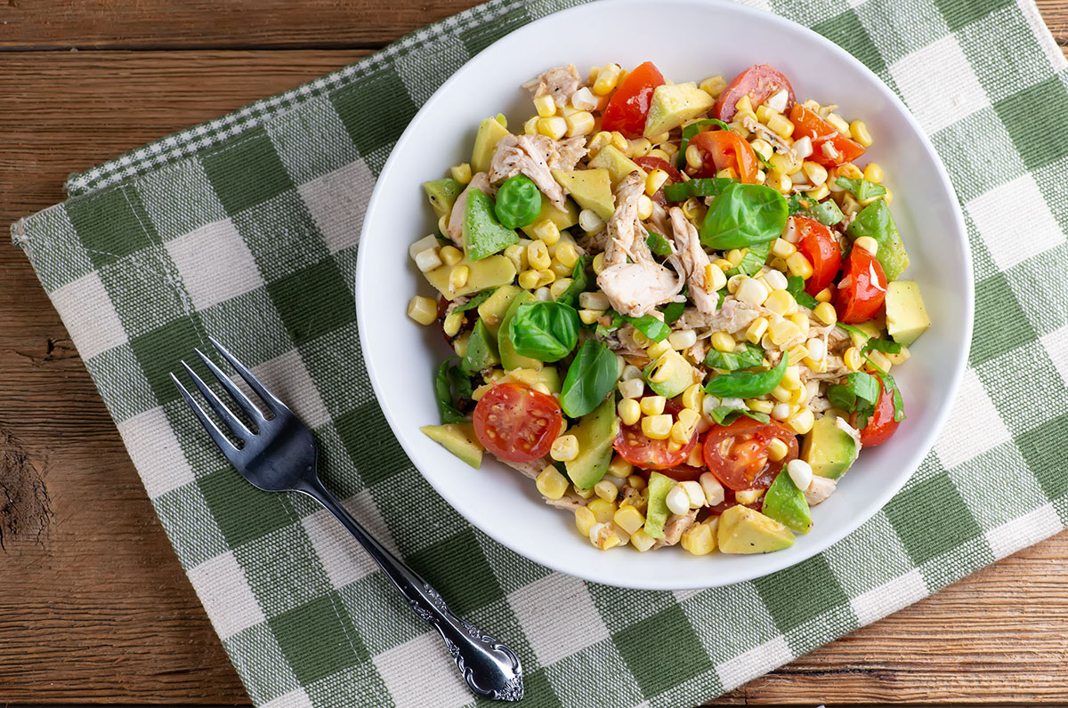 Chicken salad in a bowl ready to eat.