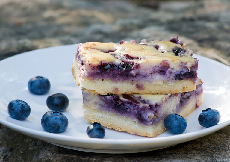 Blueberry cheesecake squares.