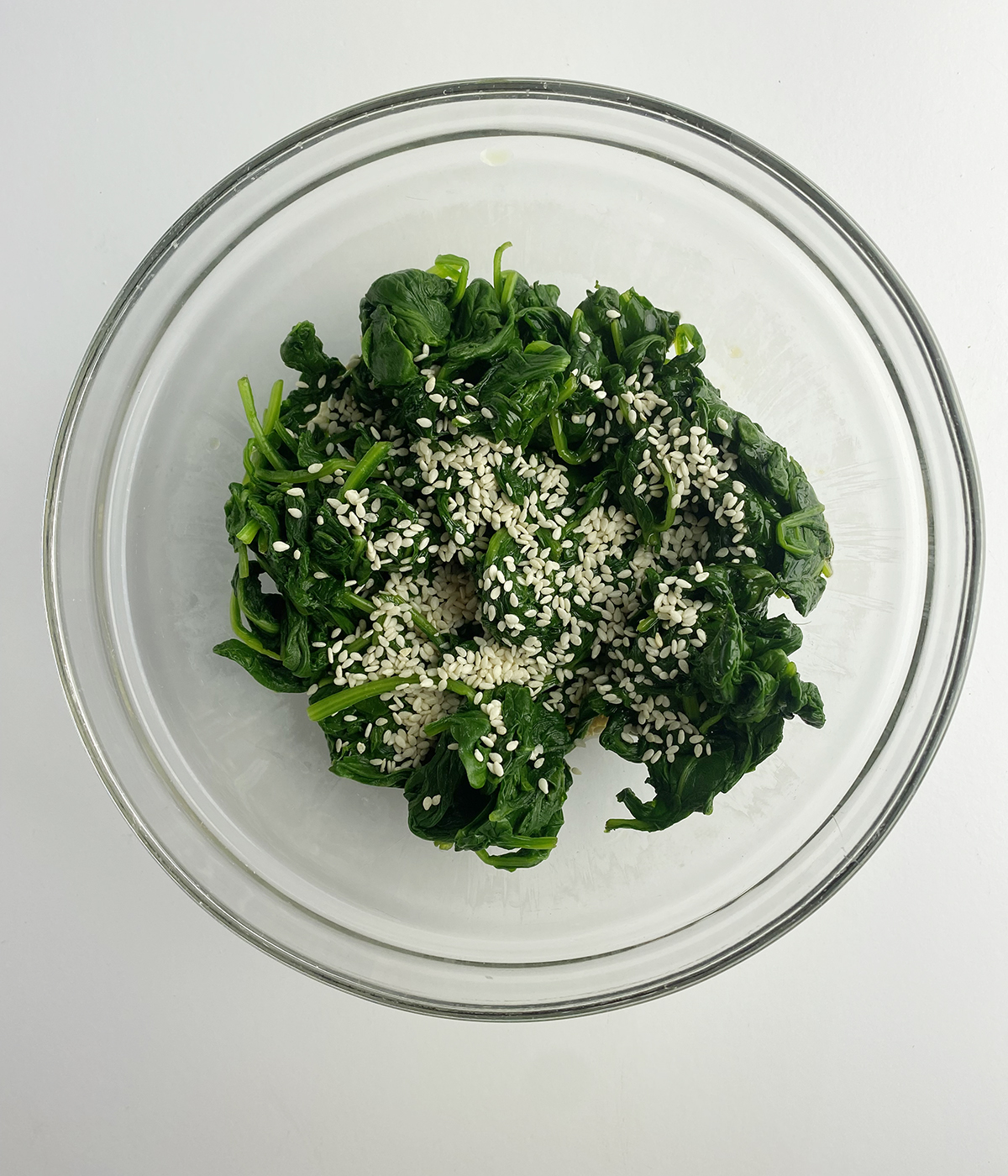 Sesame spinach in a bowl.