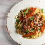 Easy coq au vin on a plate.