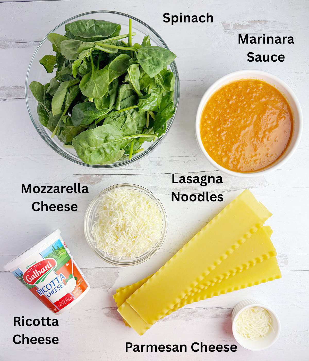 Ingredients needed to make soup bowl lasagna.