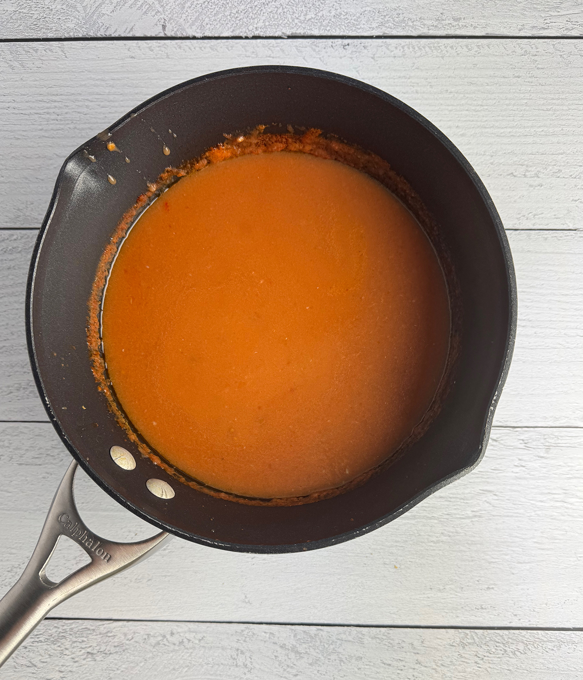 Tomato soup in a pot.