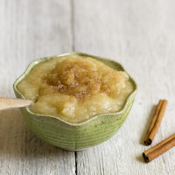 Homemade applesauce in a bowl.