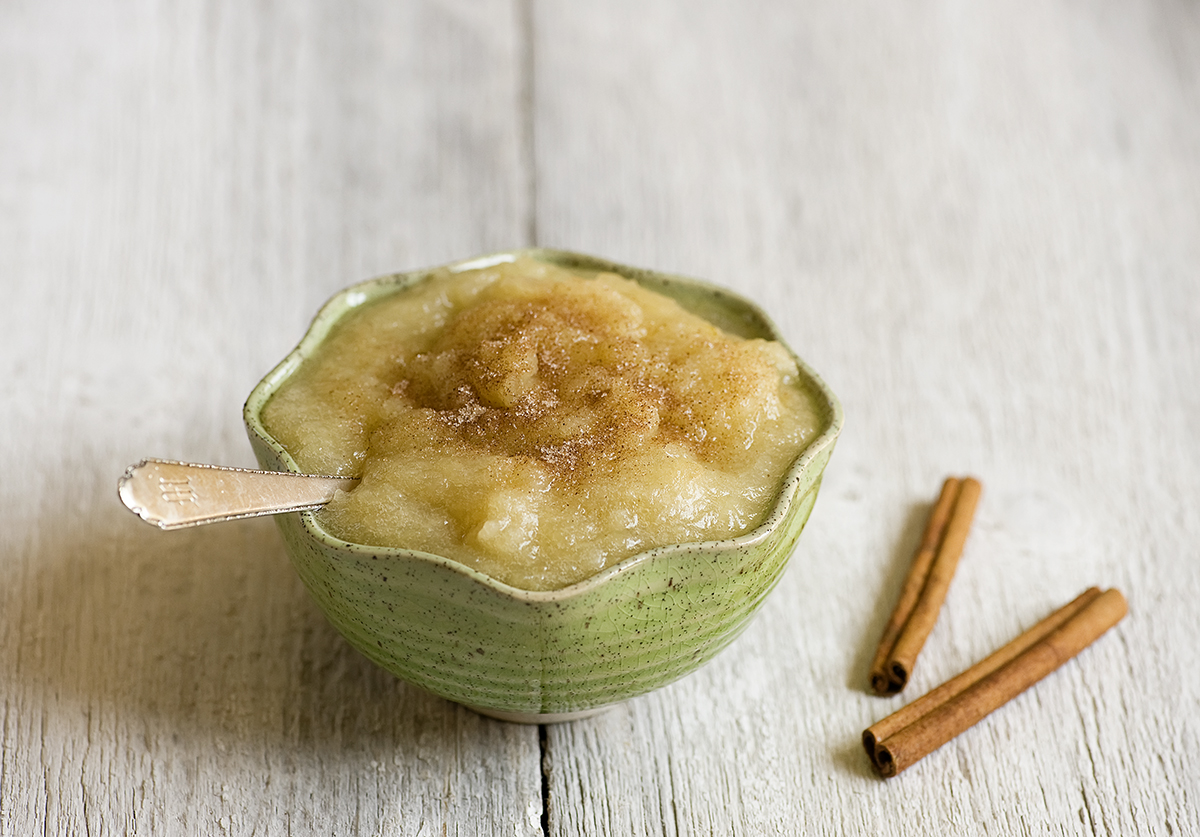 Homemade applesauce in a bowl.