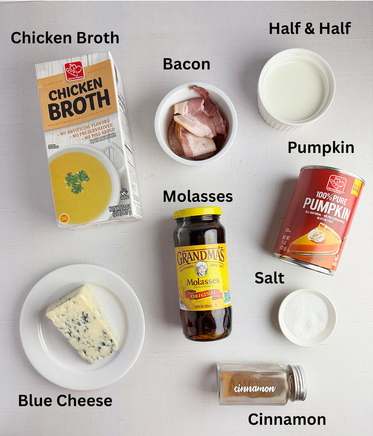 Pumpkin Bacon Soup Ingredients.