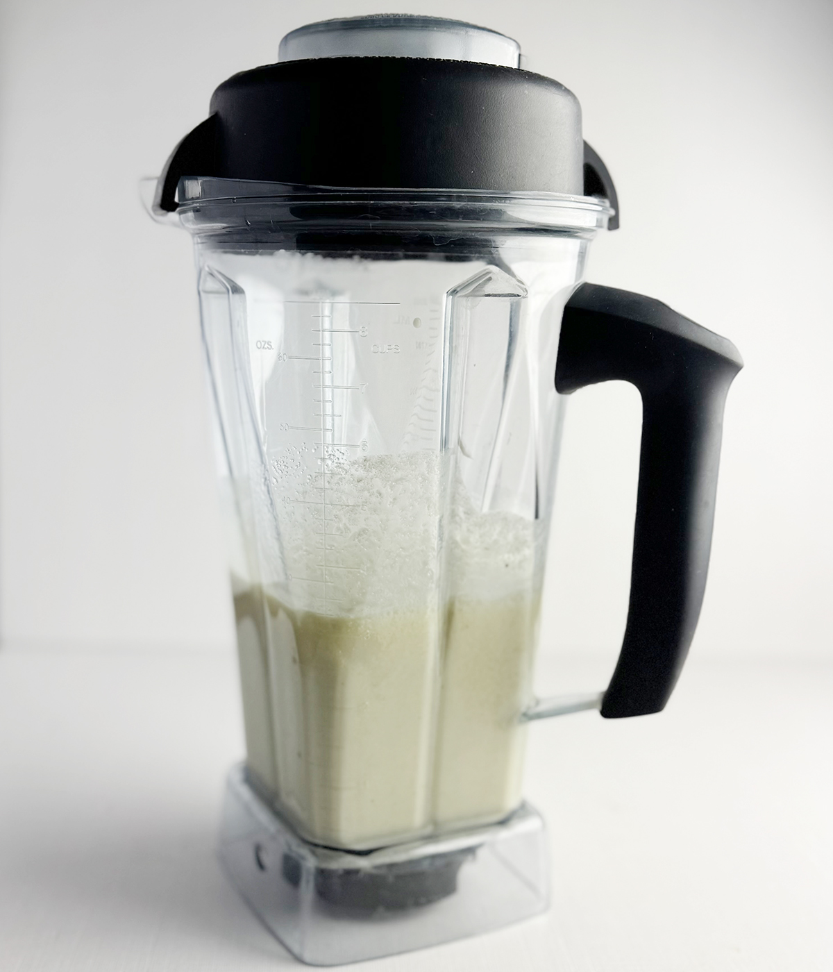 Banana cake batter in a blender.