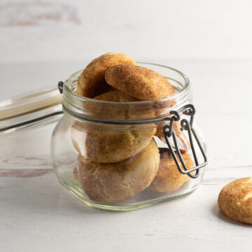 Snickerdoodle cookies in a mason jar.