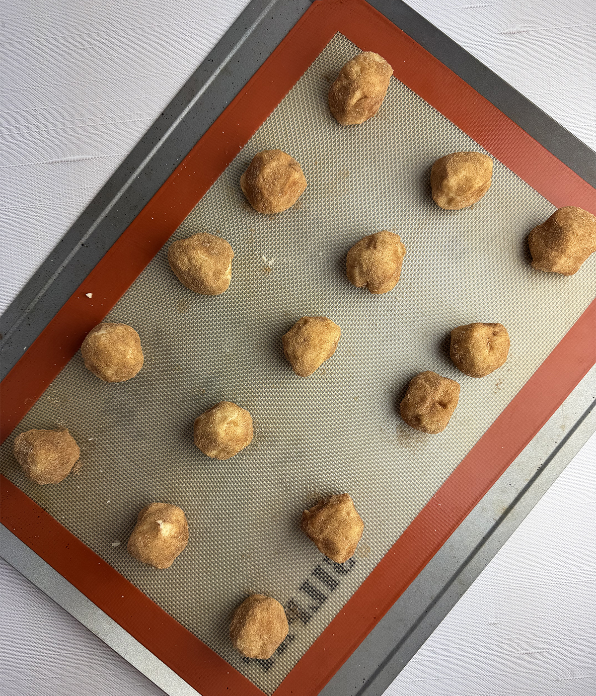 Snickerdoodle cookies ready for the oven.