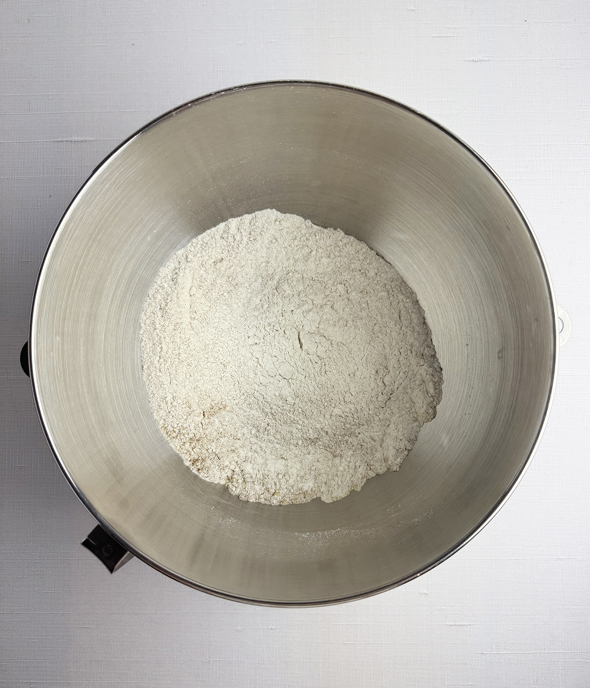 Flour mixture in a mixing bowl.