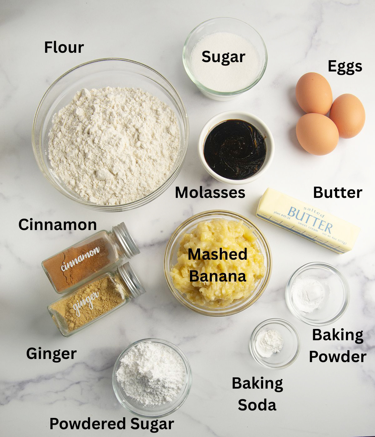 Mini Banana Gingerbread Ingredients.