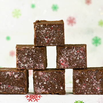 Stack of peppermint fudge.