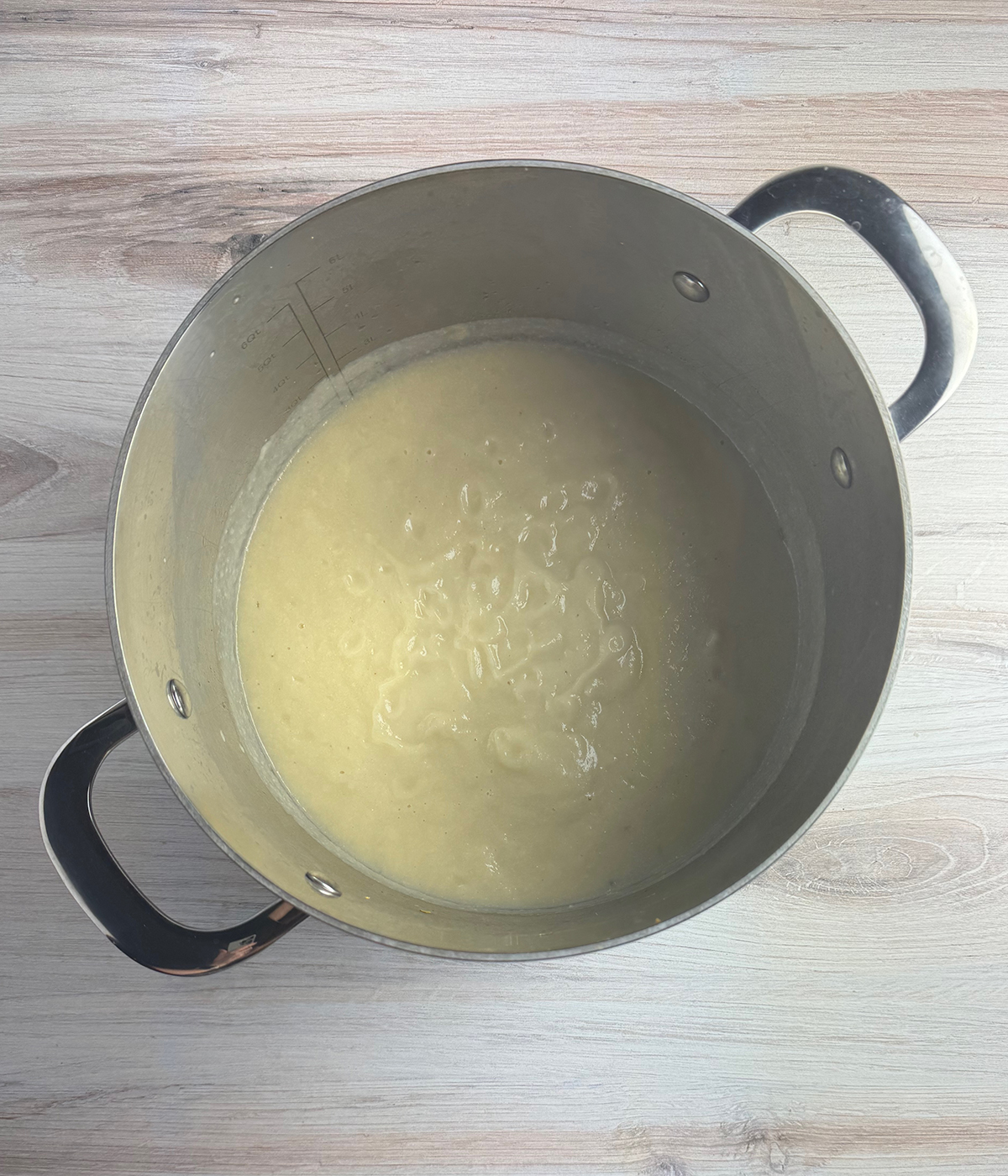 uliflower soup cooking in a pot.