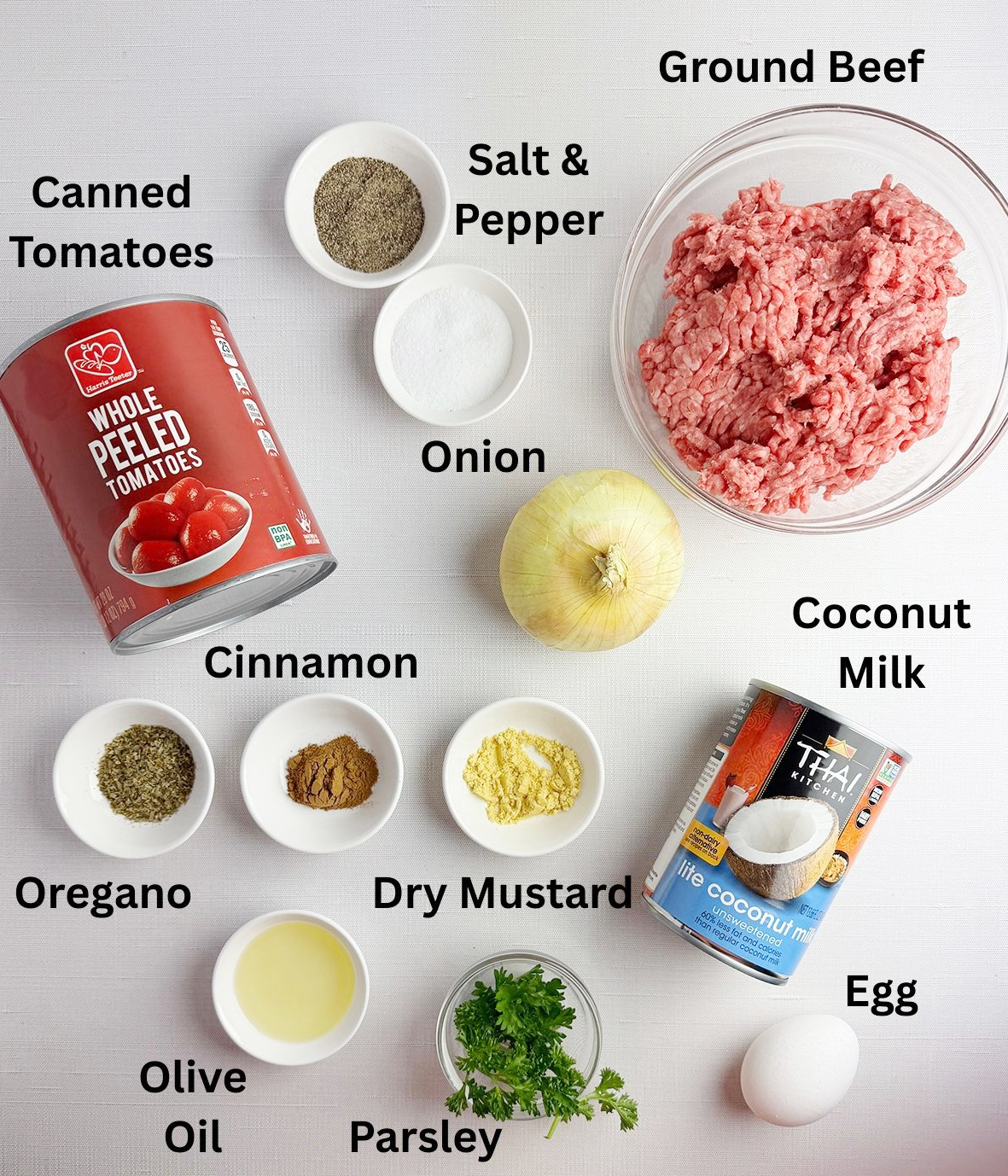 Ingredients for tomato meatball soup. 