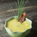 Potato cream cheese soup in a bowl.