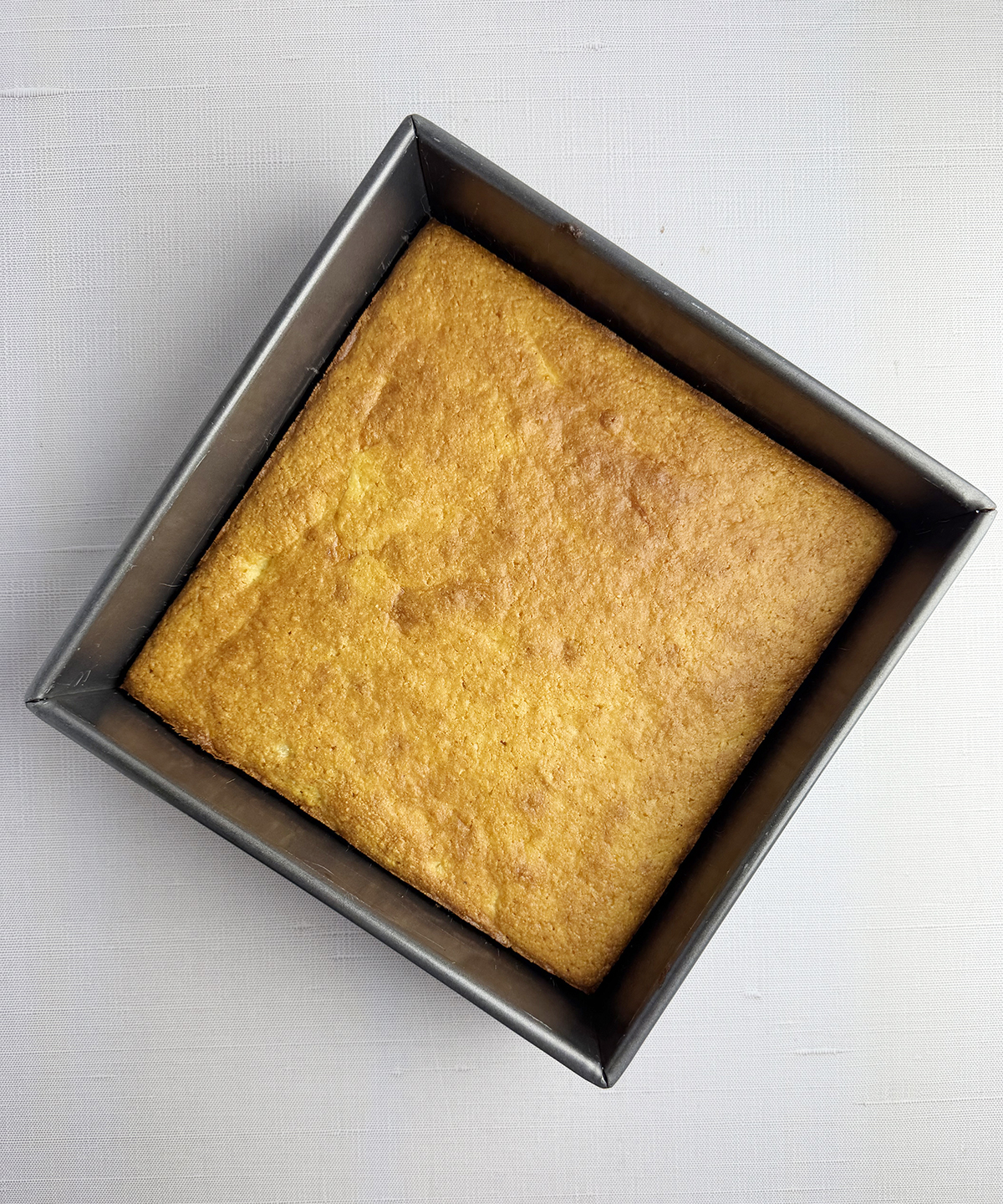 Baking dish of cornbread.