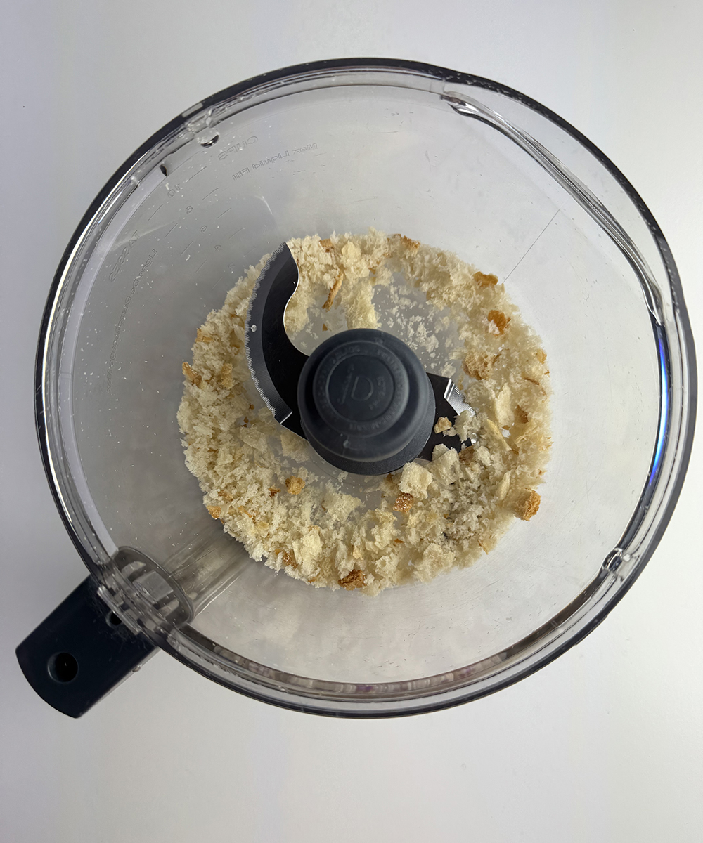 Bread crumbs in a food processor.
